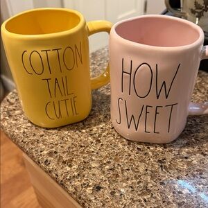 Rae Dunn Yellow and Pink Mug Duo